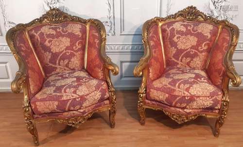 PR. OF LOUIS XV STYLE GILTWOOD BERGERES