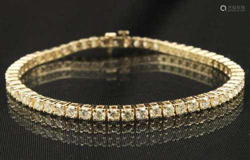 14K YG DIAMOND TENNIS BRACELET, APPROX. 7.68 CTS.