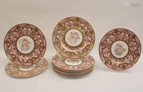 SET OF 12 SEVRES STYLE PORCELAIN PLATES