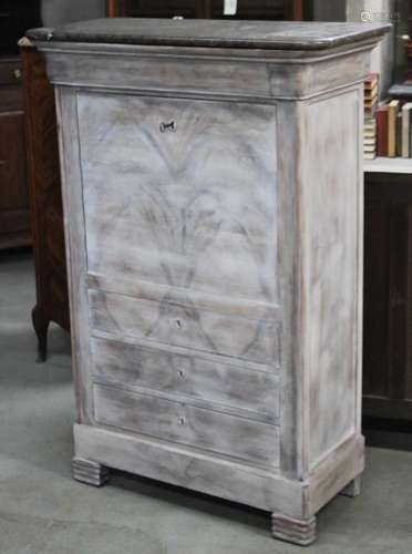 LOUIS PHILIPPE PICKLED WALNUT SECRETAIRE ABBATANT