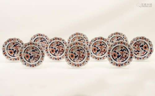 SET OF 10 ENGLISH IRONSTONE IMARI PALETTE BOWLS