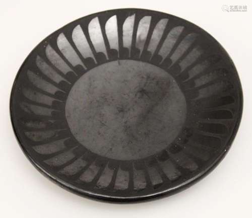 SIGNED NATIVE AMERICAN 6" "BLACK WARE" DISH