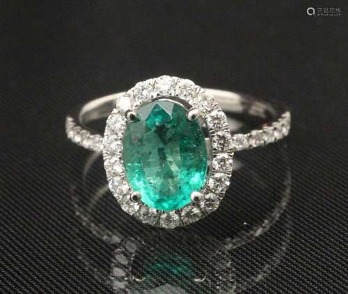 PLATINUM DIAMOND AND 1.56 CT.EMERALD RING