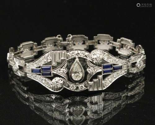 14K DIAMOND AND SAPPHIRE BRACELET W/ 0.70 CENTER