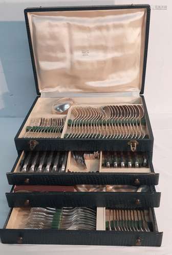 TREMENDOUS FRENCH HEAVY SILVER PLATE FLATWARE SET