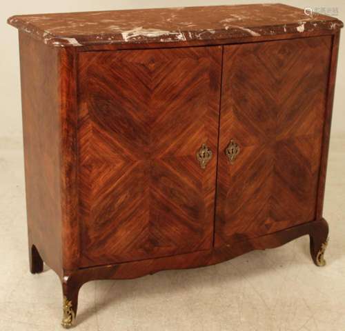 LOUIS XV STYLE MAHOGANY AND ROSEWOOD BANDED COMMODE