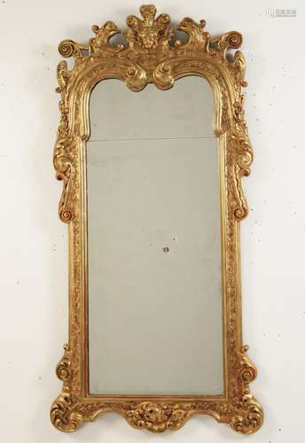 GEORGIAN STYLE CARVED GILTWOOD MIRROR, 19TH C.