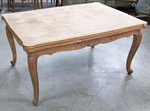 LOUIS XV STYLE NATURAL FINISH EXTENDING DINING TABLE