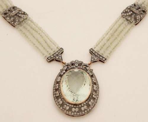 18K DIAMOND AND GREEN AMETHYST NECKLACE