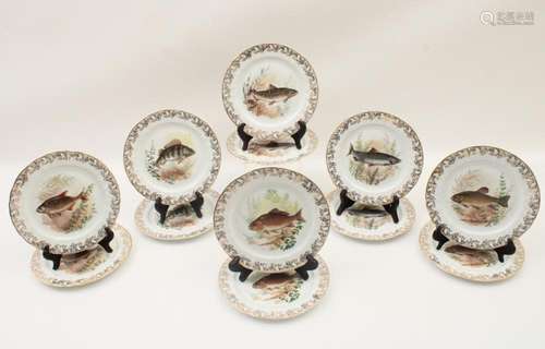 12 PC. FRENCH LIMOGES PORCELAIN FISH SERVICE