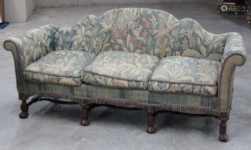 ENGLISH WALNUT ROLL-OVER ARM SOFA