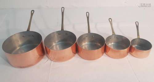 NESTING SET OF 5 FRENCH COPPER CULINARY PANS