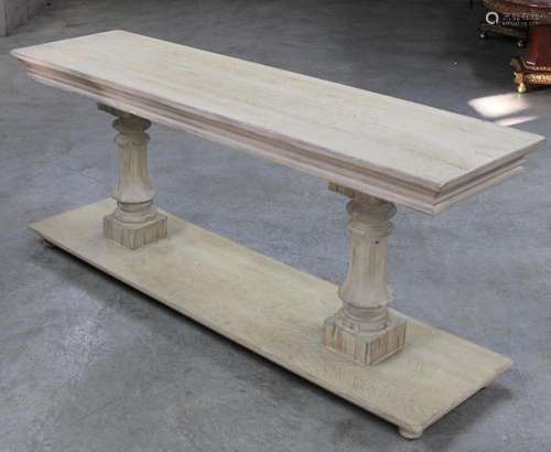 BLEACHED OAK TWO TIER CONSOLE TABLE