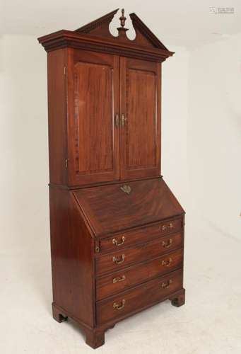 GEORGE III MAHOGANY BUREAU BOOKCASE