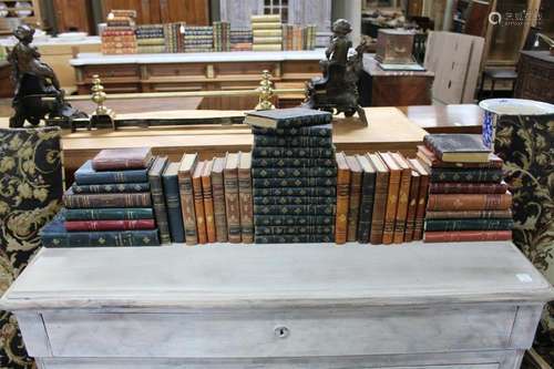 LOT OF 43 FRENCH PETITE SIZE LEATHER BOUND BOOKS