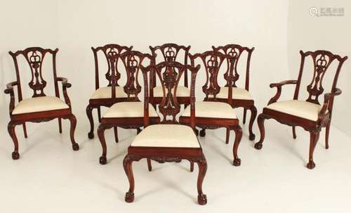 SET OF 6 & 2 IRISH CHIPPENDALE STYLE CHAIRS; MAITLAND SM...