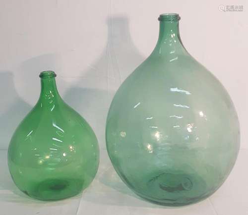 2 DAME JEANNE GLASS BOTTLE WATER VESSELS