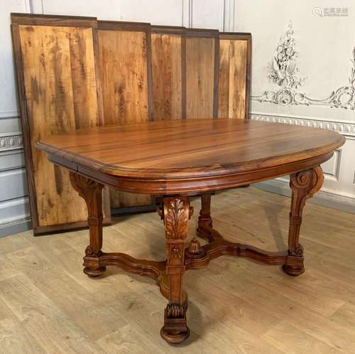 GRAND LOUIS XV STYLE WALNUT BANQUET TABLE