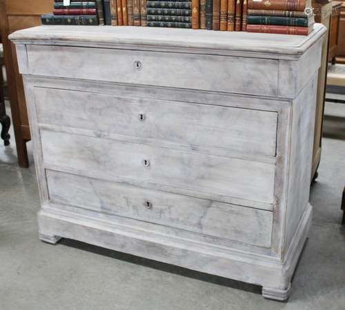 LOUIS PHILIPPE WALNUT COMMODE W/PICKLED FINISH