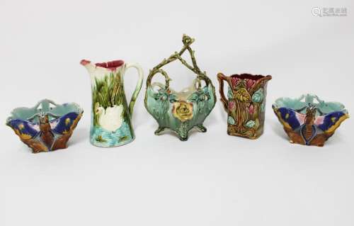 GROUP OF 5 MISC. PCS. OF FRENCH MAJOLICA
