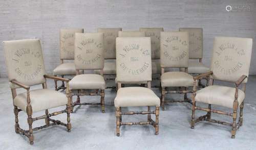 SET OF 10 WALNUT CHAIRS BY RESTORATION HARDWARE