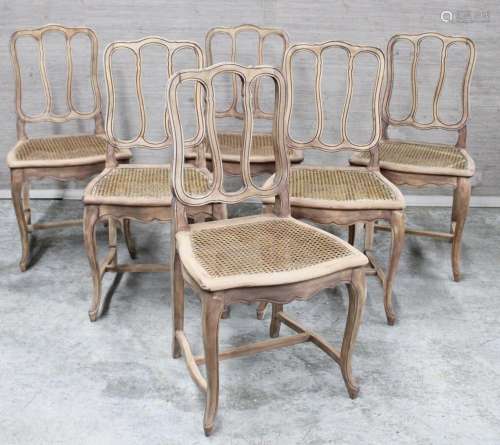 SET OF 6 LOUIS XV STYLE NATURAL FINISHED CHAIRS