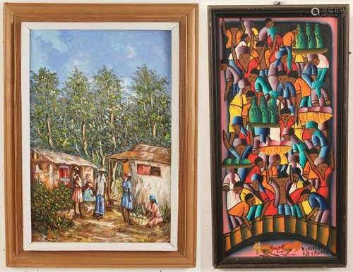 TWO PIECE MISC. LOT OF HAITIAN ART