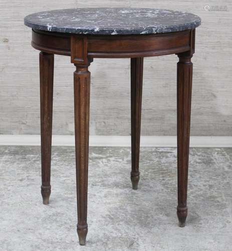 LOUIS XVI WALNUT GUERIDON W/ GRANITE TOP