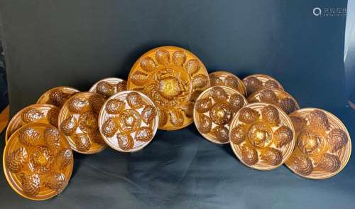 13 PC. FRENCH FAIENCE OYSTER SET