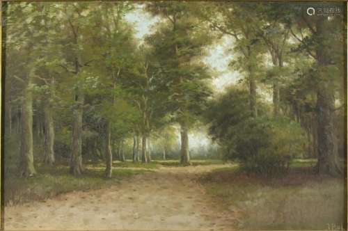 Tableaux - École néerlandaise : paire de paysages de parcs, ...