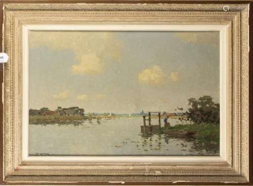 Peintures - Jan Knikker (1889-1957) : 'Scène de lac'...