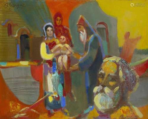 Peintures - École arménienne : baptême, huile sur toile, non...