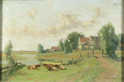 Tableaux - Willem Noordijk (1887-1970) : vaches dans un pré ...