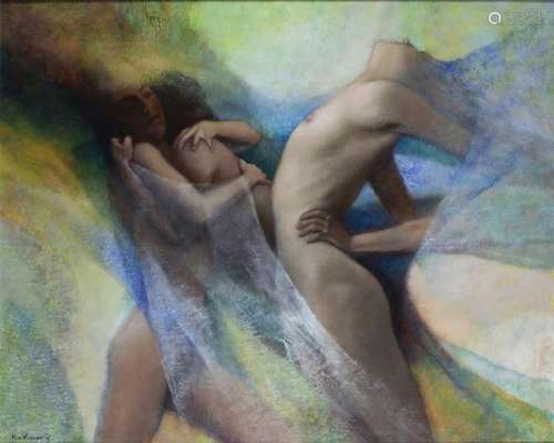 Peintures - Hans van Vuuren (1939), 3 figures féminines nues...