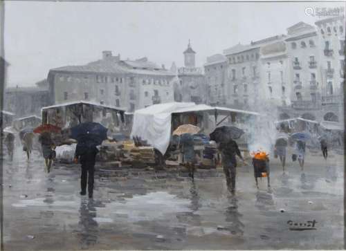 Peintures - Jordi Serrar Balasch 1935), place du marché en C...