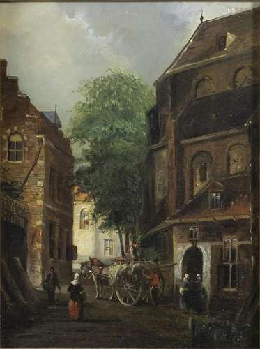 Tableaux - Petrus Gerardus Vertin (1819-1893), vue de rue, h...