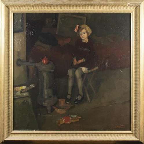 Cor Noltee (1903-1967), portrait de Nel Noltee assise sur un...