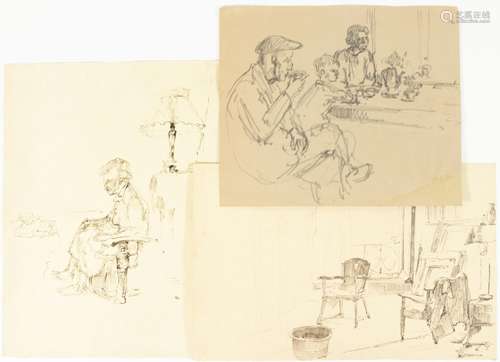 Cor Noltee (1903-1967), trois croquis : belle-mère de l'...