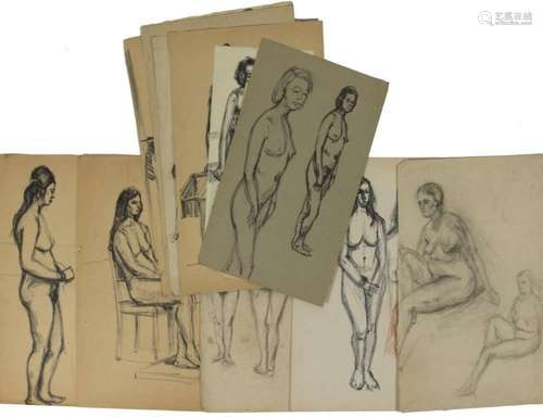 Cor Noltee (1903-1967), environ 15 croquis de nus féminins, ...