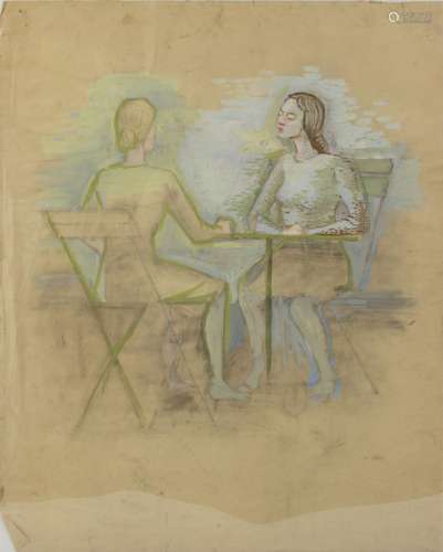 Henk Meeuwissen (1920-1994), Deux jeunes femmes assises à un...