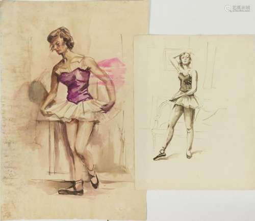 Henk Meeuwissen (1920-1994), deux aquarelles de danseuses de...