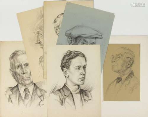 Henk Meeuwissen (1920-1994), six dessins d'hommes, fusai...