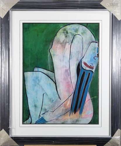 Theo Mackaay (1950), peinture abstraite d'une figure fém...