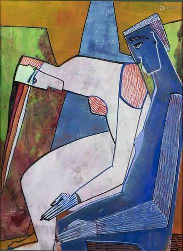 Theo Mackaay (1950), peinture abstraite d'une figure mas...