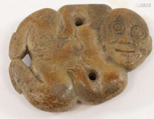Art et objets d'Asie - Figure en pierre plate ou en néph...