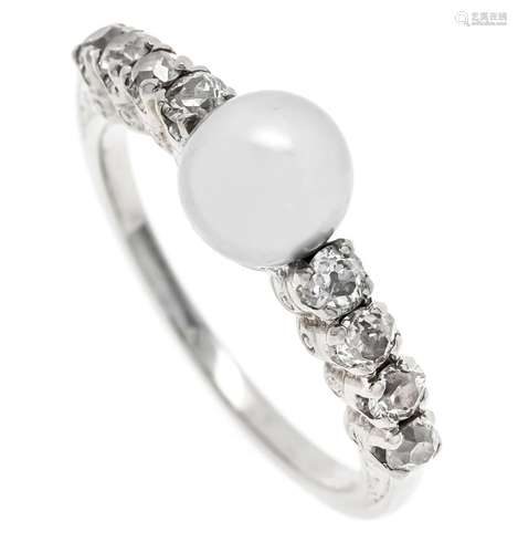 Pearl old-cut diamond ring WG