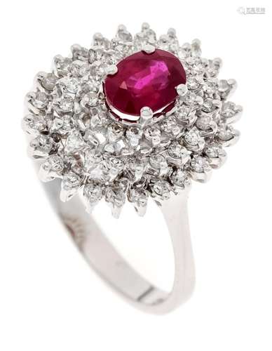 Ruby diamond ring WG 585/000 w