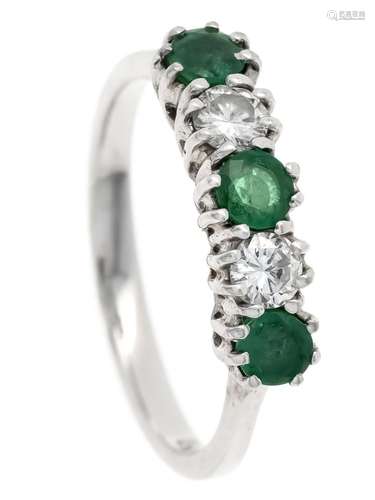 Emerald diamond ring WG 750/00