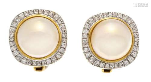 Mabé pearl diamond clip earrin