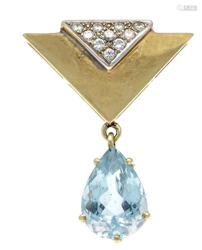 Blue topaz diamond pendant GG/